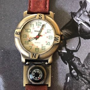 Brown leather watch with compass theme!